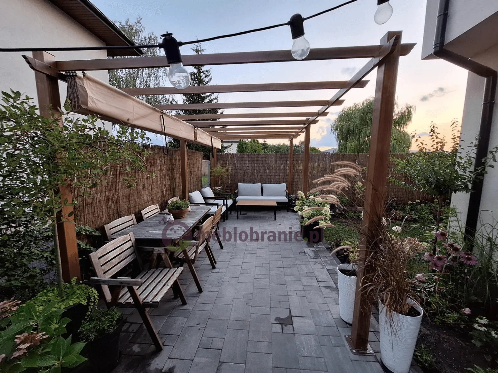 Aranżacja XL - Duża Pergola (3x5,5) z przesuwnym, materiałowym dachem, KIRN (meblobranie.pl)